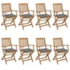Image de Chaises pliables de jardin lot de 8 avec coussins Bois d acacia
