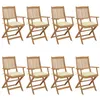 Image de Chaises pliables de jardin lot de 8 avec coussins Bois d acacia