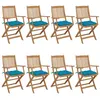 Image de Chaises pliables de jardin lot de 8 avec coussins Bois d acacia