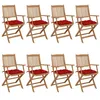Image de Chaises pliables de jardin lot de 8 avec coussins Bois d acacia
