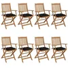 Image de Chaises pliables de jardin lot de 8 avec coussins Bois d acacia