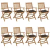 Image de Chaises pliables de jardin lot de 8 avec coussins Bois d acacia