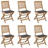 Image de Chaises pliables de jardin lot de 6 avec coussins Bois d acacia