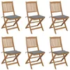 Image de Chaises pliables de jardin lot de 6 avec coussins Bois d acacia