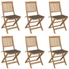 Image de Chaises pliables de jardin lot de 6 avec coussins Bois d acacia