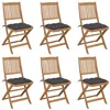 Image de Chaises pliables de jardin lot de 6 avec coussins Bois d acacia