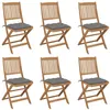 Image de Chaises pliables de jardin lot de 6 avec coussins Bois d acacia