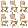 Image de Chaises pliables de jardin lot de 6 avec coussins Bois d acacia