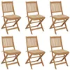Image de Chaises pliables de jardin lot de 6 avec coussins Bois d acacia