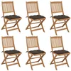 Image de Chaises pliables de jardin lot de 6 avec coussins Bois d acacia