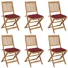 Image de Chaises pliables de jardin lot de 6 avec coussins Bois d acacia