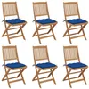 Image de Chaises pliables de jardin lot de 6 avec coussins Bois d acacia