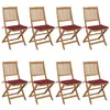 Image de Chaises pliables de jardin lot de 8 avec coussins Bois d acacia