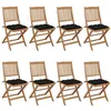 Image de Chaises pliables de jardin lot de 8 avec coussins Bois d acacia