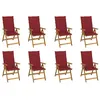 Image de Chaises pliables de jardin avec coussins lot de 8 Bois d acacia