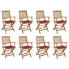 Image de Chaises pliables d extérieur et coussins lot de 8 Bois d acacia