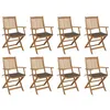 Image de Lot de 8 chaise vidaxl exterieur non pliable en acacia marron
