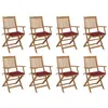Image de Chaises pliables d extérieur et coussins lot de 8 Bois d acacia