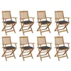 Image de Chaises pliables d extérieur et coussins lot de 8 Bois d acacia