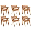 Image de Lot de 6 chaise vidaxl H. 87 cm non pliable exterieur en acacia bois