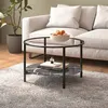 Image de vidaXL Table à thé Noir et marbre noir 70 cm Verre trempé331619