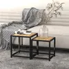 Image de vidaXL Tables à thé 2 pcs MDF Noir et jaune331656
