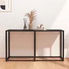 Image de vidaXL Table console Marbre noir 140x35x75,5 cm Verre trempé331677