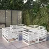 Image de Salon de jardin modulable Vidaxl bois massif blanc 8 pieces 8 personnes