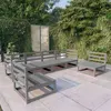 Image de Salon de jardin modulable Vidaxl bois massif gris 4 pieces 6 personnes