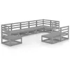 Image de Salon de jardin modulable Vidaxl bois massif gris 6 pieces 9 personnes