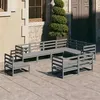 Image de Salon de jardin Vidaxl bois massif gris 9 pieces x 70 x 67 9 personnes