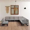 Image de Salon de jardin Vidaxl bois massif 9 personnes gris 70 x 70 x 67 cm 9 pieces
