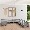 Image de Salon de jardin modulable Vidaxl bois massif gris 7 pieces 11 personnes
