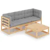 Image de Salon de jardin modulable Vidaxl 4 pieces gris 4 personnes 70 x 70 x 67 cm bois massif