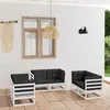 Image de Salon de jardin 6 pcs avec coussins Bois de pin massif