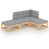 Image de Salon de jardin modulable Vidaxl bois massif gris 4 pieces 70 x 70 x 67 cm 4 personnes
