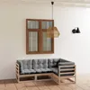 Image de Salon de jardin 4 pcs avec coussins Bois de pin massif