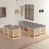 Image de Salon de jardin 7 pcs avec coussins Bois de pin massif