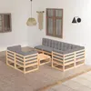 Image de Gris Vidaxl 8 personnes salon de jardin modulable 8 pieces 70 x 70 x 67 bois massif