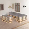 Image de Salon de jardin modulable Vidaxl bois massif gris 3 pieces 8 personnes