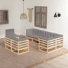 Image de 8 personnes Vidaxl gris 8 pieces salon de jardin modulable 70 x 70 x 67 bois massif
