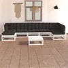 Image de Salon de jardin 8 pcs avec coussins Bois de pin massif