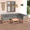 Image de Salon de jardin modulable Vidaxl bois massif gris 8 pieces 70.0 x 70 x 30 7 personnes