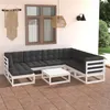 Image de Salon de jardin 8 pcs avec coussins Bois de pin massif