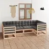 Image de Salon de jardin Vidaxl bois massif gris 4 pieces 6 personnes