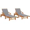 Image de vidaXL Chaises longues 2 pcs avec coussins Bois d'acacia solide3077331