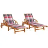 Image de Chaises longues lot de 2 avec coussins Bois d acacia solide