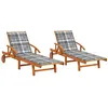 Image de Chaises longues lot de 2 avec coussins Bois d acacia solide
