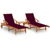 Image de Chaises longues lot de 2 avec table et coussins Acacia solide