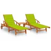 Image de Chaises longues lot de 2 avec table et coussins Acacia solide